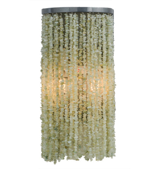 Meyda Lighting Jade 8" 2-Light Black Chrome Over Nickel Charm Wall Sconce With Green Jadestone Shade
