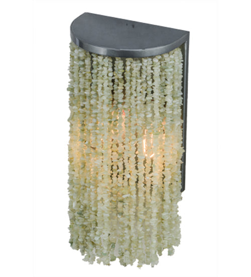 Meyda Lighting Jade 8" 2-Light Black Chrome Over Nickel Charm Wall Sconce With Green Jadestone Shade