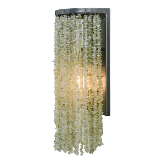 Meyda Lighting Jade 8" 2-Light Black Chrome Over Nickel Charm Wall Sconce With Green Jadestone Shade