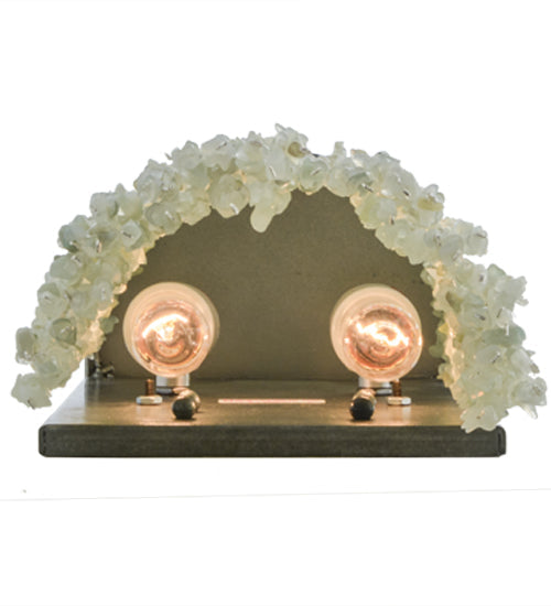 Meyda Lighting Jade 8" 2-Light Black Chrome Over Nickel Charm Wall Sconce With Green Jadestone Shade