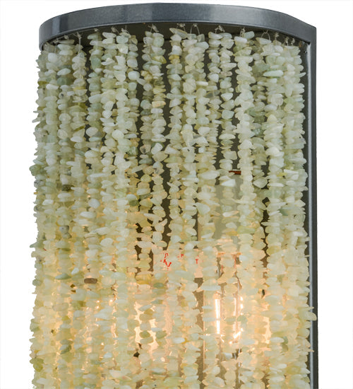 Meyda Lighting Jade 8" 2-Light Black Chrome Over Nickel Charm Wall Sconce With Green Jadestone Shade