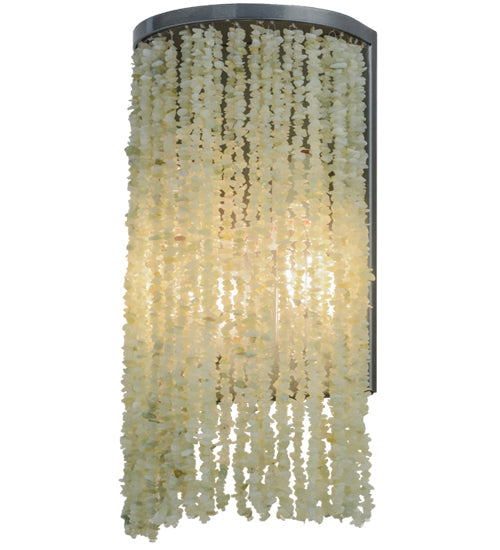 Meyda Lighting Jade 8" 2-Light Black Chrome Over Nickel Charm Wall Sconce With Green Jadestone Shade