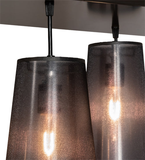 Meyda Lighting Jarvis 52" 6-Light Timeless Bronze Cascading Pendant Light With Black Organza Textrene Shade