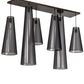 Meyda Lighting Jarvis 52" 6-Light Timeless Bronze Cascading Pendant Light With Black Organza Textrene Shade