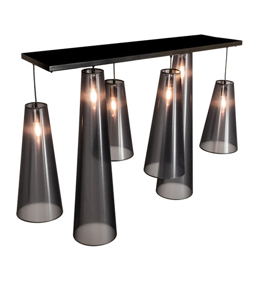 Meyda Lighting Jarvis 52" 6-Light Timeless Bronze Cascading Pendant Light With Black Organza Textrene Shade