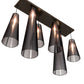 Meyda Lighting Jarvis 52" 6-Light Timeless Bronze Cascading Pendant Light With Black Organza Textrene Shade