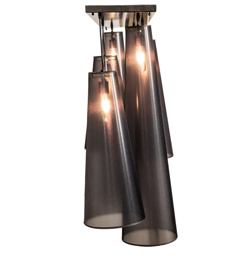 Meyda Lighting Jarvis 52" 6-Light Timeless Bronze Cascading Pendant Light With Black Organza Textrene Shade
