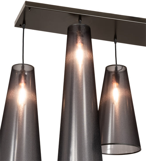 Meyda Lighting Jarvis 52" 6-Light Timeless Bronze Cascading Pendant Light With Black Organza Textrene Shade