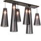 Meyda Lighting Jarvis 52" 6-Light Timeless Bronze Cascading Pendant Light With Black Organza Textrene Shade
