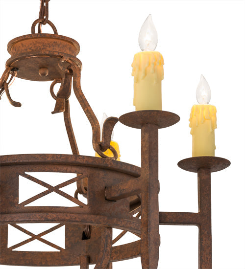 Meyda Lighting Jasmine 24" 6-Light Rust Nail Chandelier With Ivory Faux Candlelight
