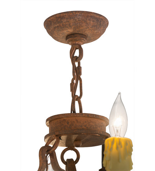 Meyda Lighting Jasmine 24" 6-Light Rust Nail Chandelier With Ivory Faux Candlelight