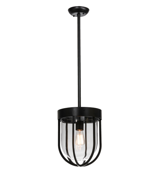 Meyda Lighting Jaula 10" Solar Black Pendant Light With Clear Shade Glass