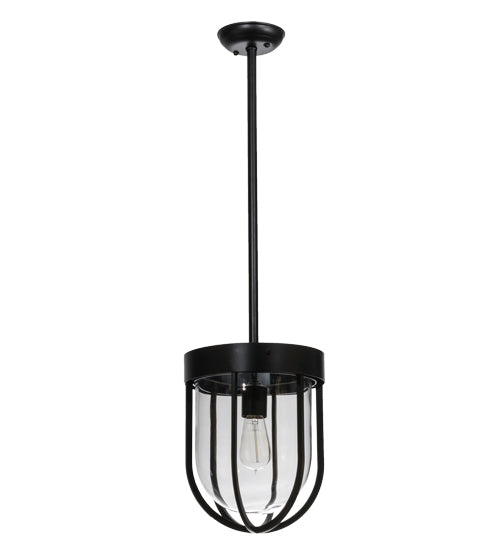 Meyda Lighting Jaula 10" Solar Black Pendant Light With Clear Shade Glass