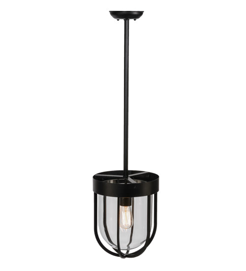 Meyda Lighting Jaula 10" Solar Black Pendant Light With Clear Shade Glass