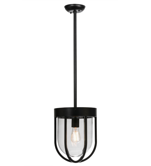Meyda Lighting Jaula 10" Solar Black Pendant Light With Clear Shade Glass