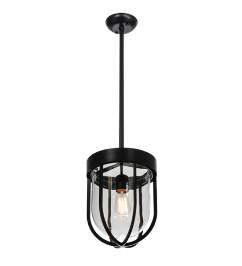 Meyda Lighting Jaula 10" Solar Black Pendant Light With Clear Shade Glass