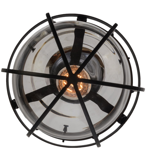 Meyda Lighting Jaula 10" Solar Black Pendant Light With Clear Shade Glass