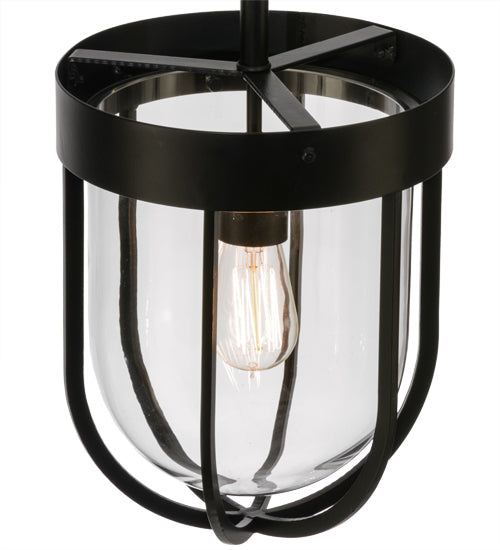 Meyda Lighting Jaula 10" Solar Black Pendant Light With Clear Shade Glass
