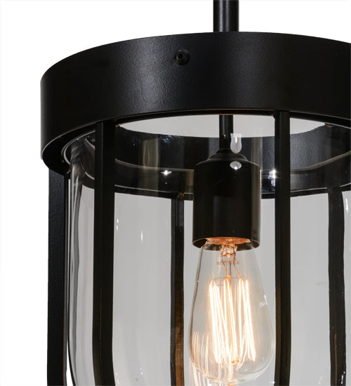 Meyda Lighting Jaula 10" Solar Black Pendant Light With Clear Shade Glass