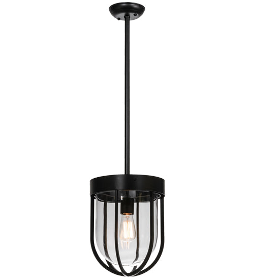 Meyda Lighting Jaula 10" Solar Black Pendant Light With Clear Shade Glass