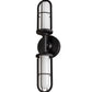 Meyda Lighting Jaula 5" 2-Light Flat Black Wall Sconce With White Opaque Shade Glass
