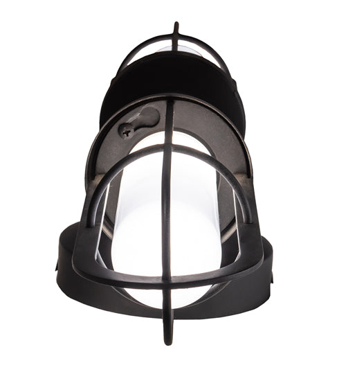 Meyda Lighting Jaula 5" 2-Light Flat Black Wall Sconce With White Opaque Shade Glass