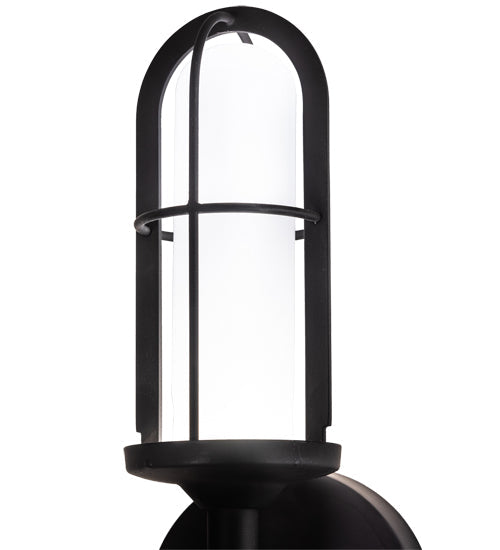 Meyda Lighting Jaula 5" 2-Light Flat Black Wall Sconce With White Opaque Shade Glass
