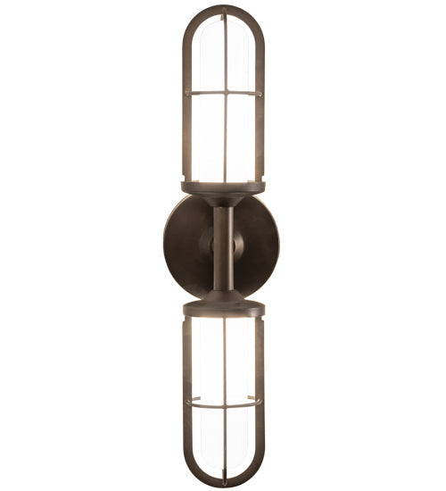 Meyda Lighting Jaula 5" 2-Light Weathered Brass Wall Sconce With White Opaque Shade Glass