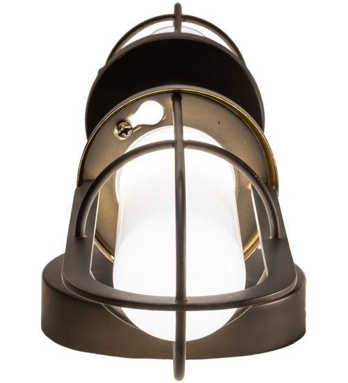 Meyda Lighting Jaula 5" 2-Light Weathered Brass Wall Sconce With White Opaque Shade Glass