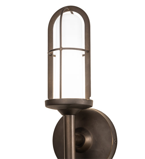 Meyda Lighting Jaula 5" 2-Light Weathered Brass Wall Sconce With White Opaque Shade Glass