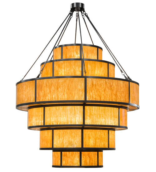 Meyda Lighting Jayne 120" 56-Light 6-Tier Oil Rubbed Bronze Pendant Light With Ambra Siena Idalight Shade