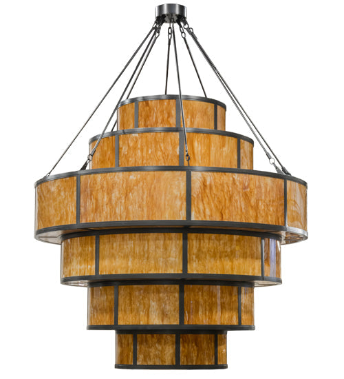 Meyda Lighting Jayne 120" 56-Light 6-Tier Oil Rubbed Bronze Pendant Light With Ambra Siena Idalight Shade
