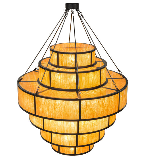Meyda Lighting Jayne 120" 56-Light 6-Tier Oil Rubbed Bronze Pendant Light With Ambra Siena Idalight Shade