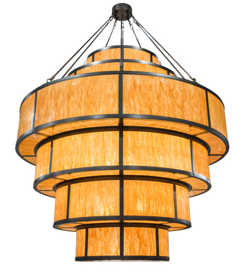 Meyda Lighting Jayne 120" 56-Light 6-Tier Oil Rubbed Bronze Pendant Light With Ambra Siena Idalight Shade