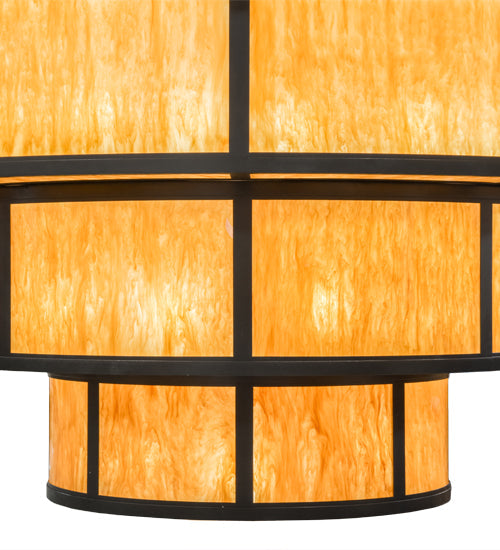 Meyda Lighting Jayne 120" 56-Light 6-Tier Oil Rubbed Bronze Pendant Light With Ambra Siena Idalight Shade
