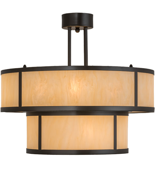 Meyda Lighting Jayne 170881 24" 6-Light 2-Tier Timeless Bronze Pendant Light With Beige Sahara Taupe Idalight Shade Glass