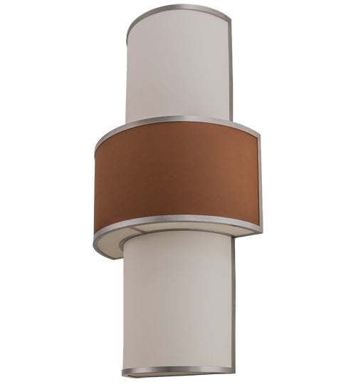 Meyda Lighting Jayne 24" 4-Light Nickel Wall Sconce With Mahogany & Eggshell Textrene Shade