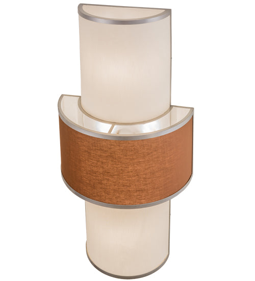 Meyda Lighting Jayne 24" 4-Light Nickel Wall Sconce With Mahogany & Eggshell Textrene Shade