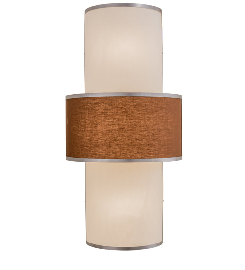 Meyda Lighting Jayne 24" 4-Light Nickel Wall Sconce With Mahogany & Eggshell Textrene Shade