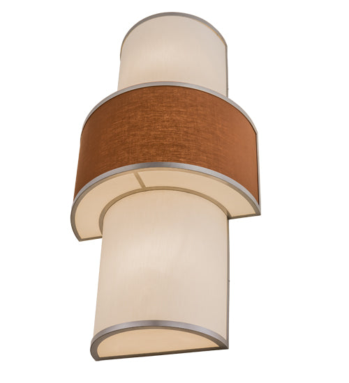 Meyda Lighting Jayne 24" 4-Light Nickel Wall Sconce With Mahogany & Eggshell Textrene Shade