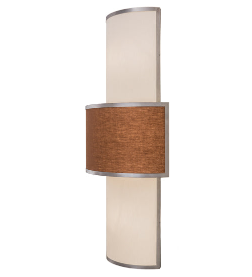 Meyda Lighting Jayne 24" 4-Light Nickel Wall Sconce With Mahogany & Eggshell Textrene Shade