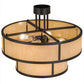 Meyda Lighting Jayne 24" 6-Light 2-Tier Timeless Bronze Pendant Light With Beige Sahara Taupe Idalight Shade Glass