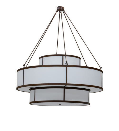 Meyda Lighting Jayne 245871 66" 20-Light 3-Tier Rustic Iron Pendant Light With White Statuario Idalight Shade