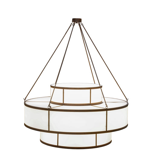 Meyda Lighting Jayne 245871 66" 20-Light 3-Tier Rustic Iron Pendant Light With White Statuario Idalight Shade