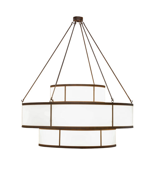 Meyda Lighting Jayne 245871 66" 20-Light 3-Tier Rustic Iron Pendant Light With White Statuario Idalight Shade