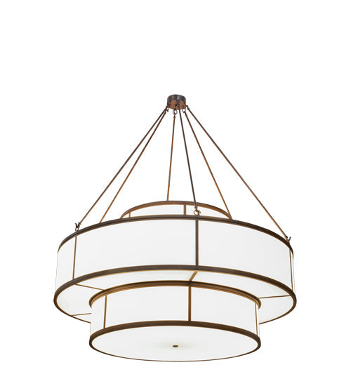 Meyda Lighting Jayne 245871 66" 20-Light 3-Tier Rustic Iron Pendant Light With White Statuario Idalight Shade