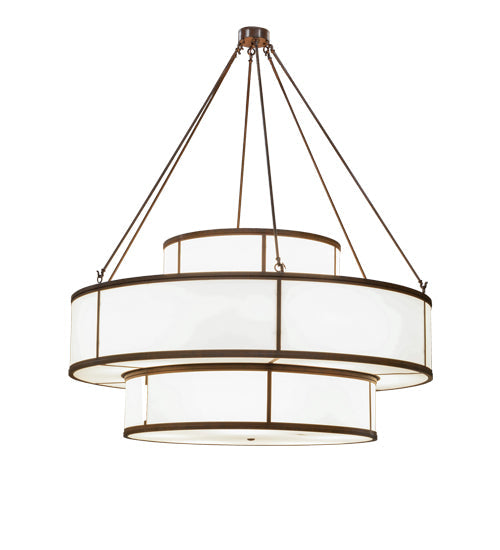 Meyda Lighting Jayne 245871 66" 20-Light 3-Tier Rustic Iron Pendant Light With White Statuario Idalight Shade