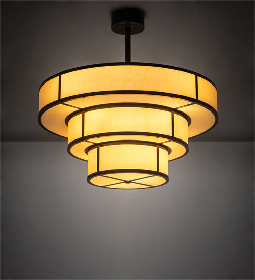 Meyda Lighting Jayne 36" 10-Light 3-Tier Timeless Bronze Pendant Light With Amber Tawnyrock Idalight Shade