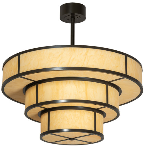 Meyda Lighting Jayne 36" 10-Light 3-Tier Timeless Bronze Pendant Light With Amber Tawnyrock Idalight Shade