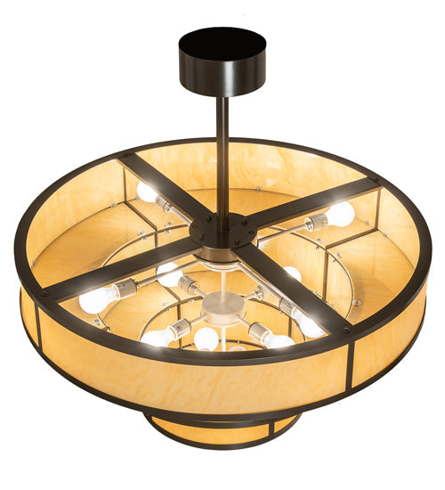 Meyda Lighting Jayne 36" 10-Light 3-Tier Timeless Bronze Pendant Light With Amber Tawnyrock Idalight Shade